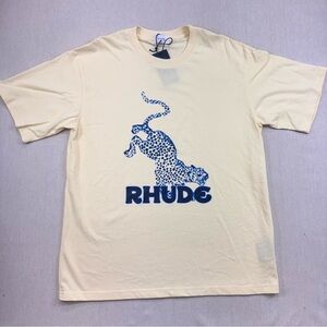 Rhude RHUDE Mens Large Graphic T Shirt Leopard Print Made USA 100% Cotton